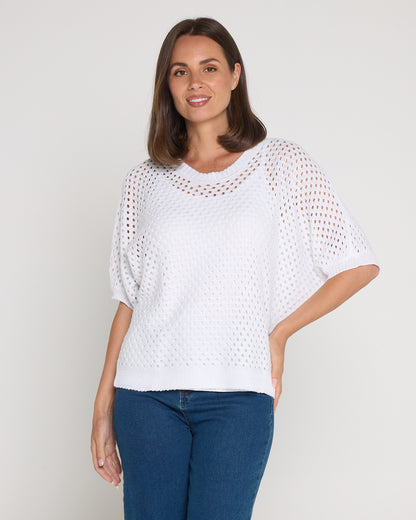 Joelle Summer Knit Top - White