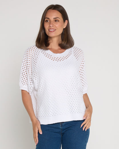Joelle Summer Knit Top - White