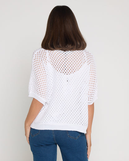 Joelle Summer Knit Top - White