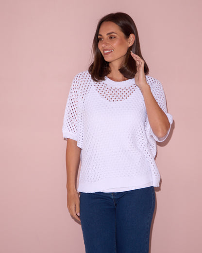 Joelle Summer Knit Top - White