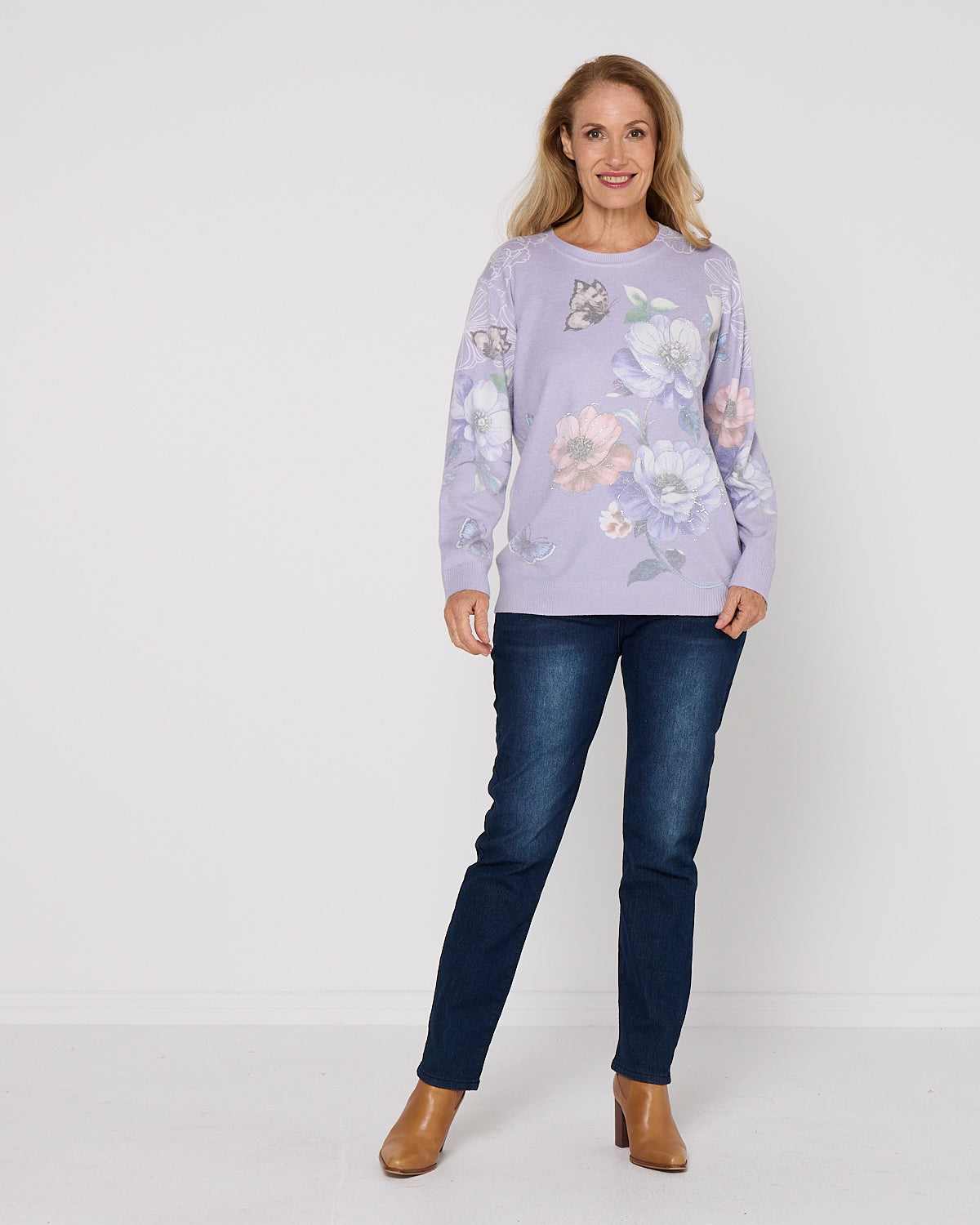Mabel Knit - Floral Garden Lavender