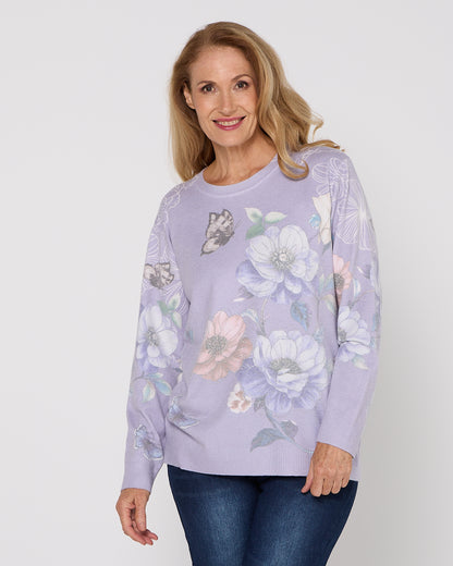 Mabel Knit - Floral Garden Lavender