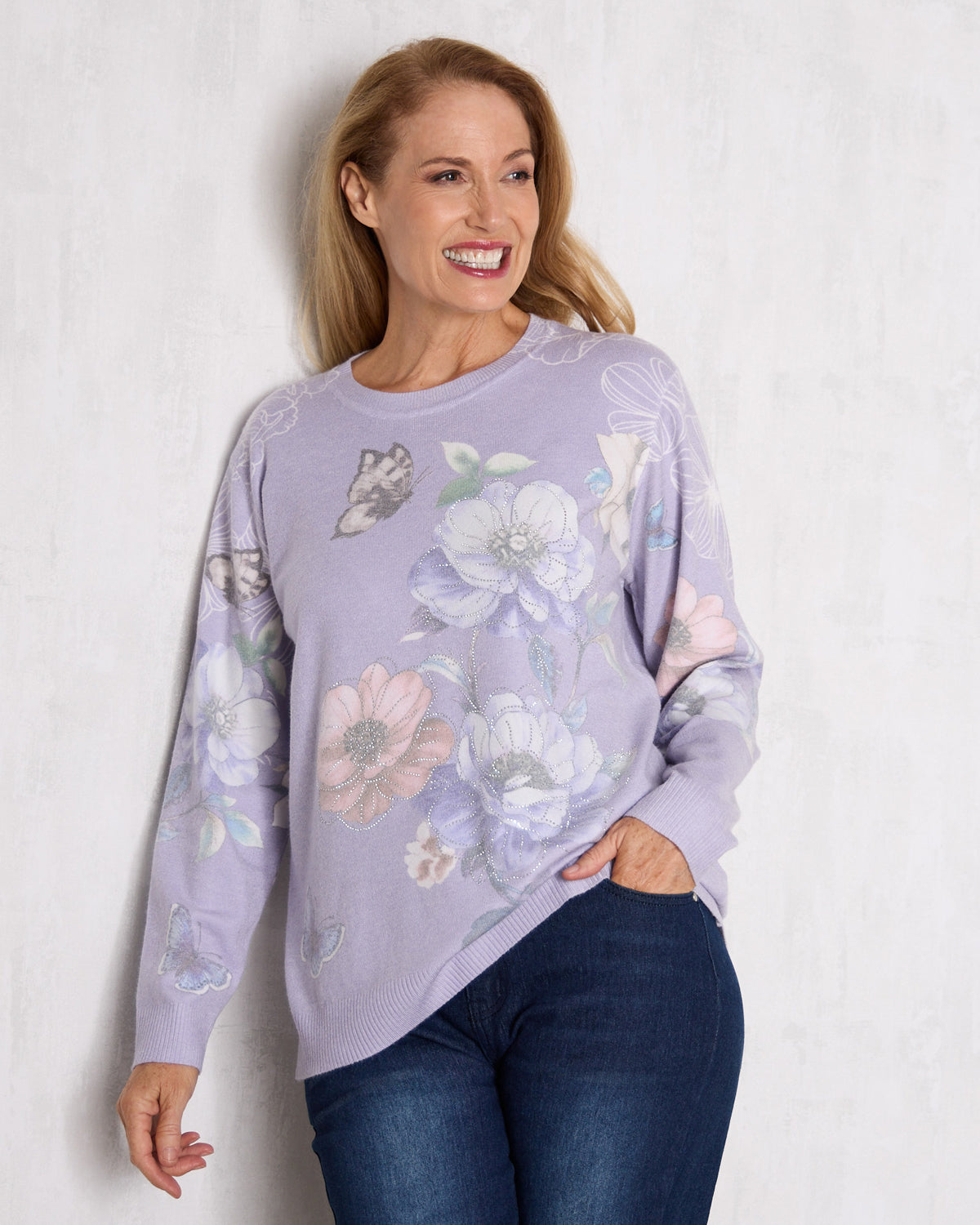 Mabel Knit - Floral Garden Lavender