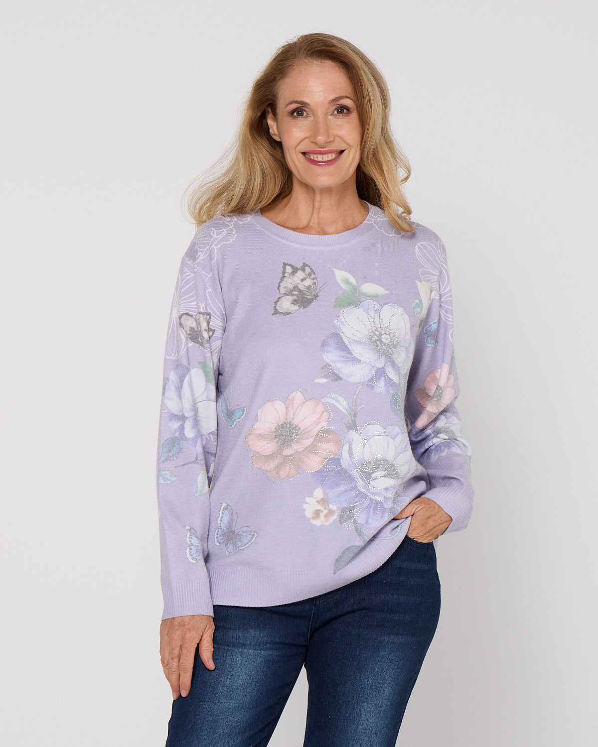 Mabel Knit - Floral Garden Lavender
