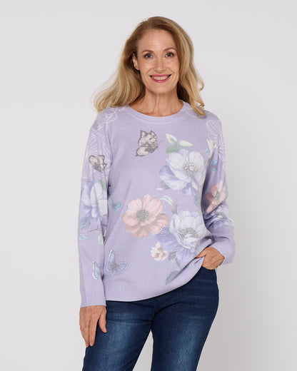 Mabel Knit - Floral Garden Lavender