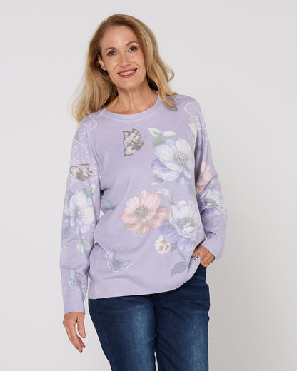 Mabel Knit - Floral Garden Lavender