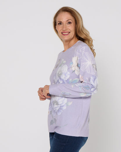 Mabel Knit - Floral Garden Lavender