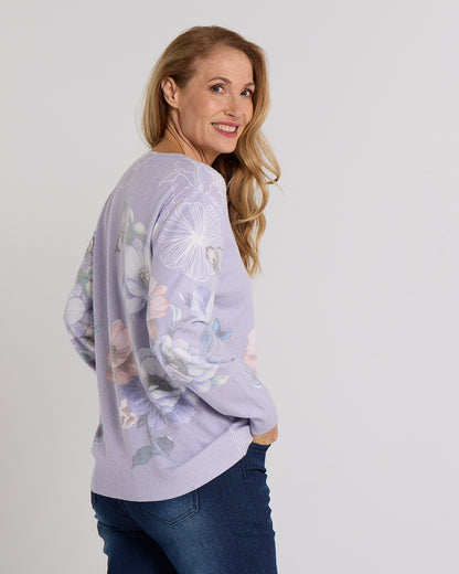 Mabel Knit - Floral Garden Lavender