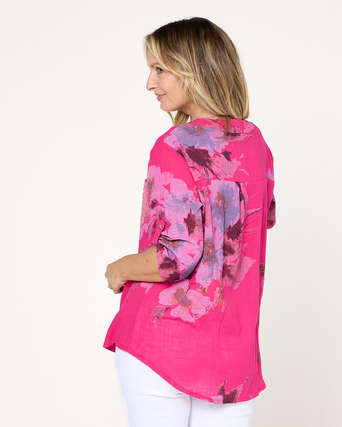 Sinclair Linen Cotton Top - Pink Floral