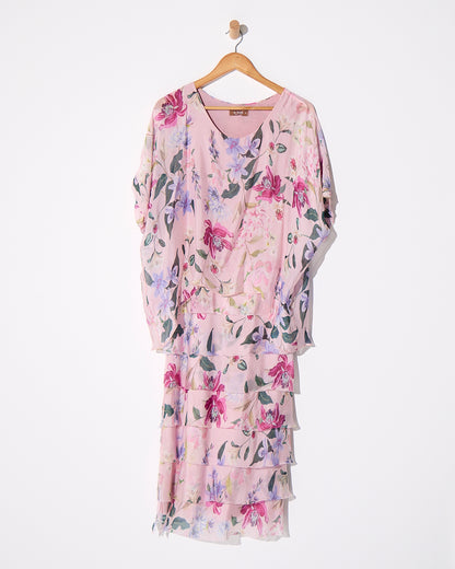 Margo Silk Blend Dress - Blush Floral
