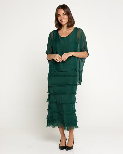 Margo Silk Dress - Forest Green