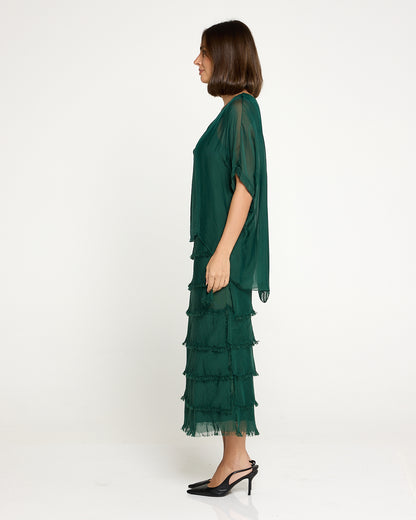Margo Silk Dress - Forest Green