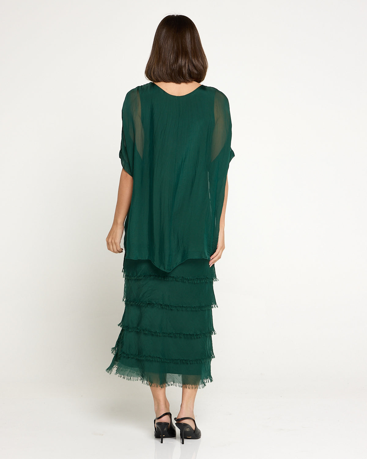 Margo Silk Dress - Forest Green