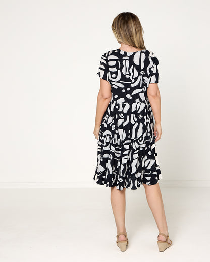 Warrington Tiered Dress - Black & White