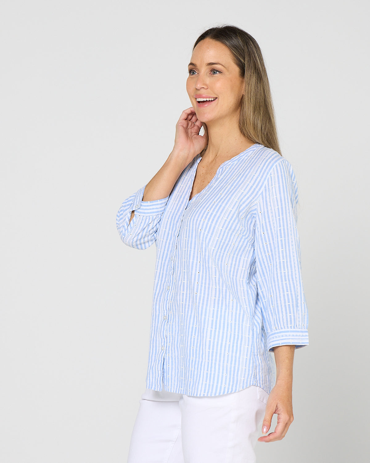 Amelia Shirt - Jacaranda Stripe