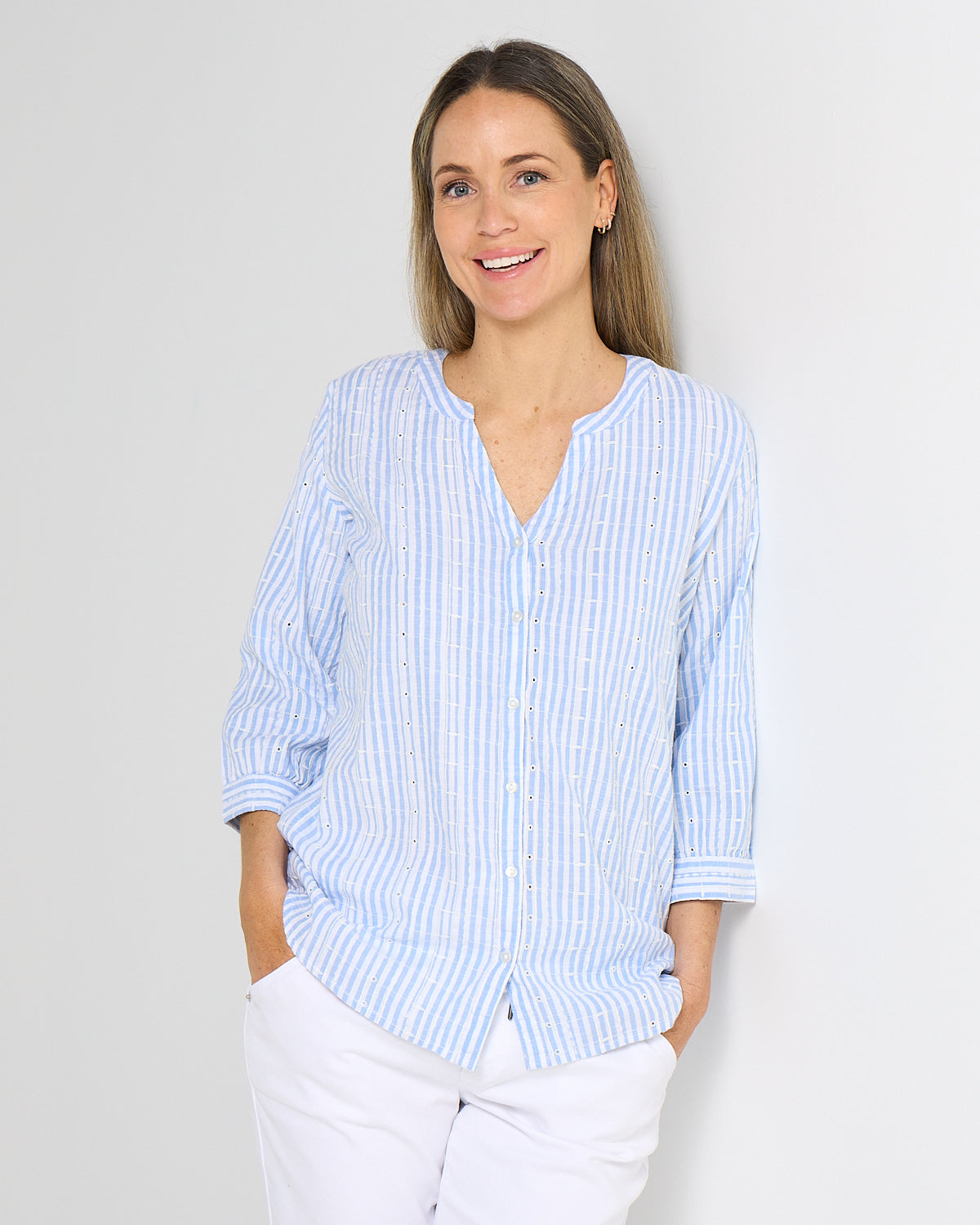 Amelia Shirt - Jacaranda Stripe