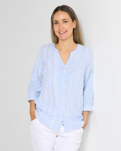 Amelia Shirt - Jacaranda Stripe