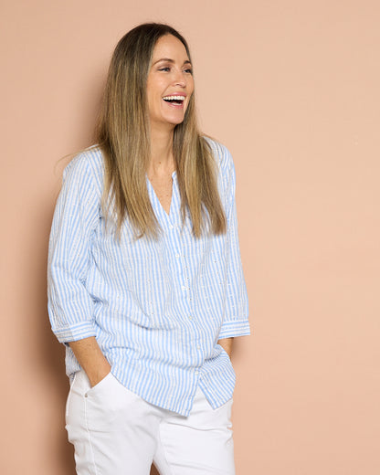 Amelia Shirt - Jacaranda Stripe