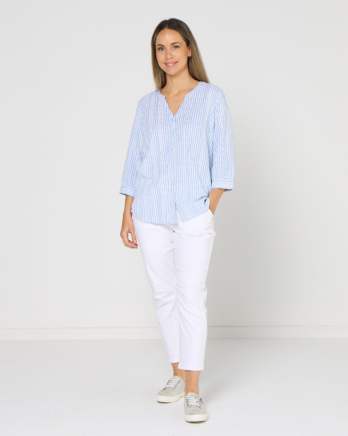 Amelia Shirt - Jacaranda Stripe
