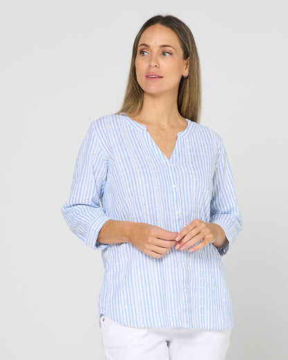 Amelia Shirt - Jacaranda Stripe