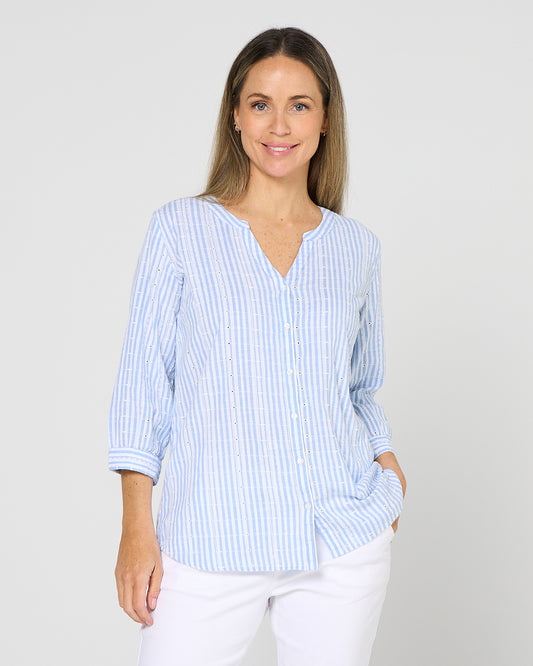 Amelia Shirt - Jacaranda Stripe