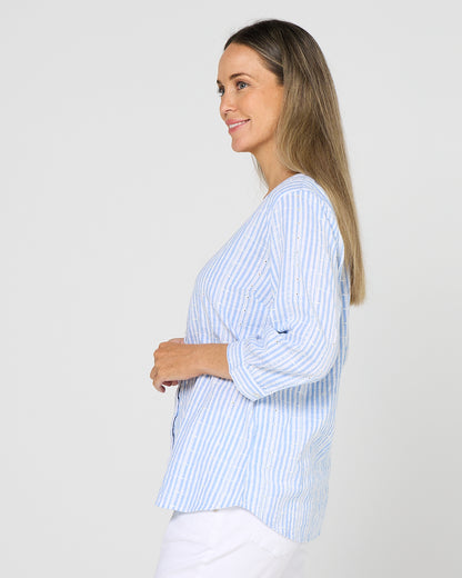 Amelia Shirt - Jacaranda Stripe