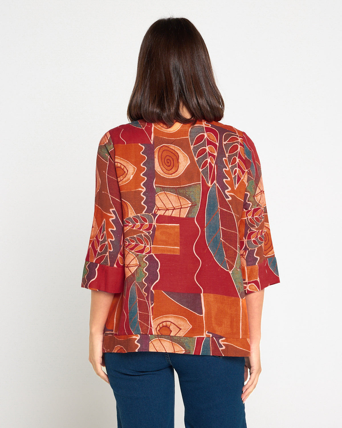 Mahri Linen Top - Papaya