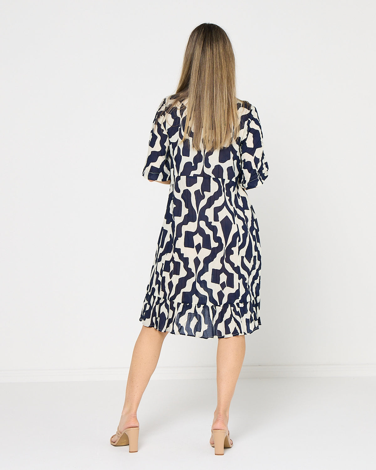 Charli Cotton Dress - Bold Art Navy