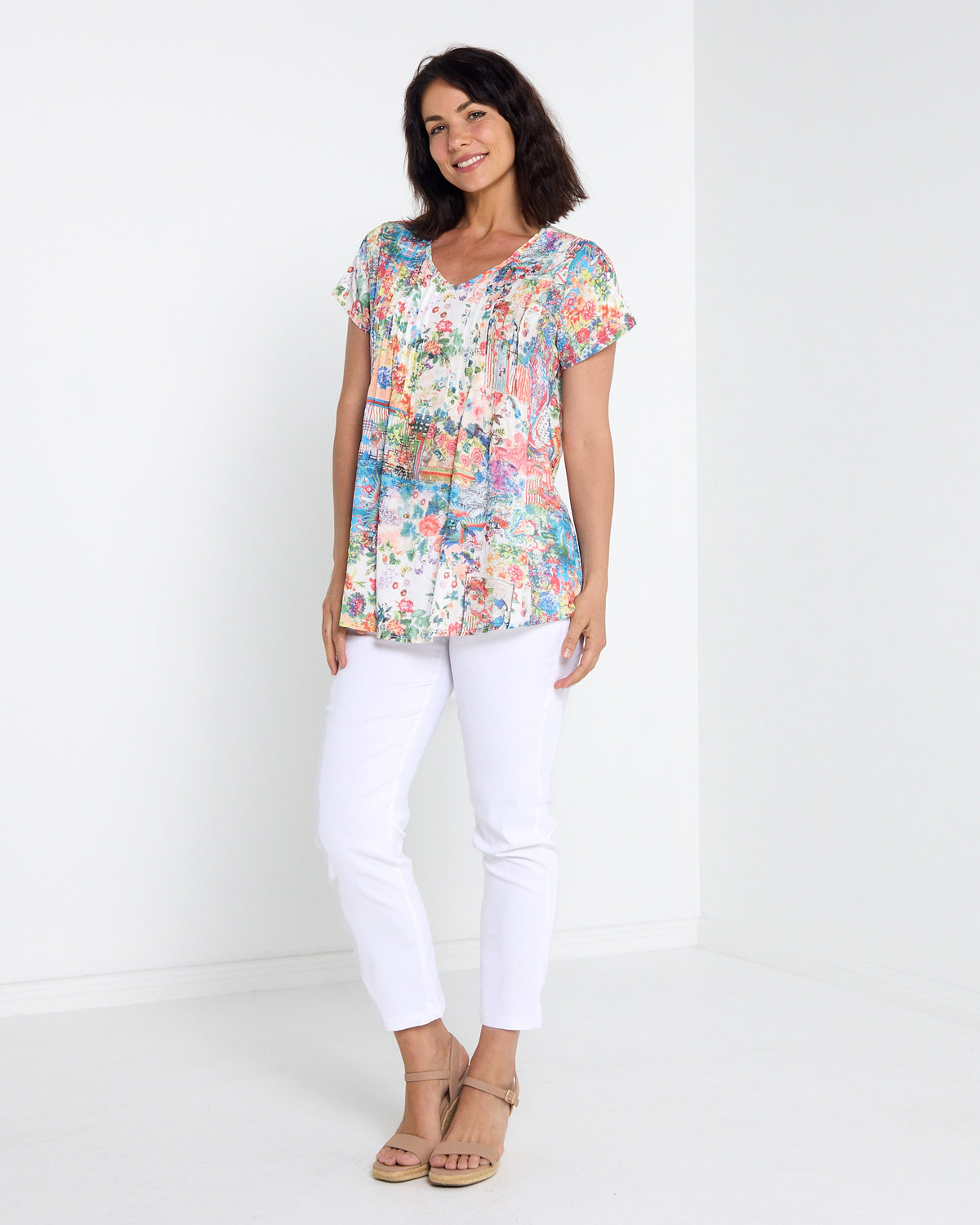Carmody Cotton Pintuck Top - Vintage Floral