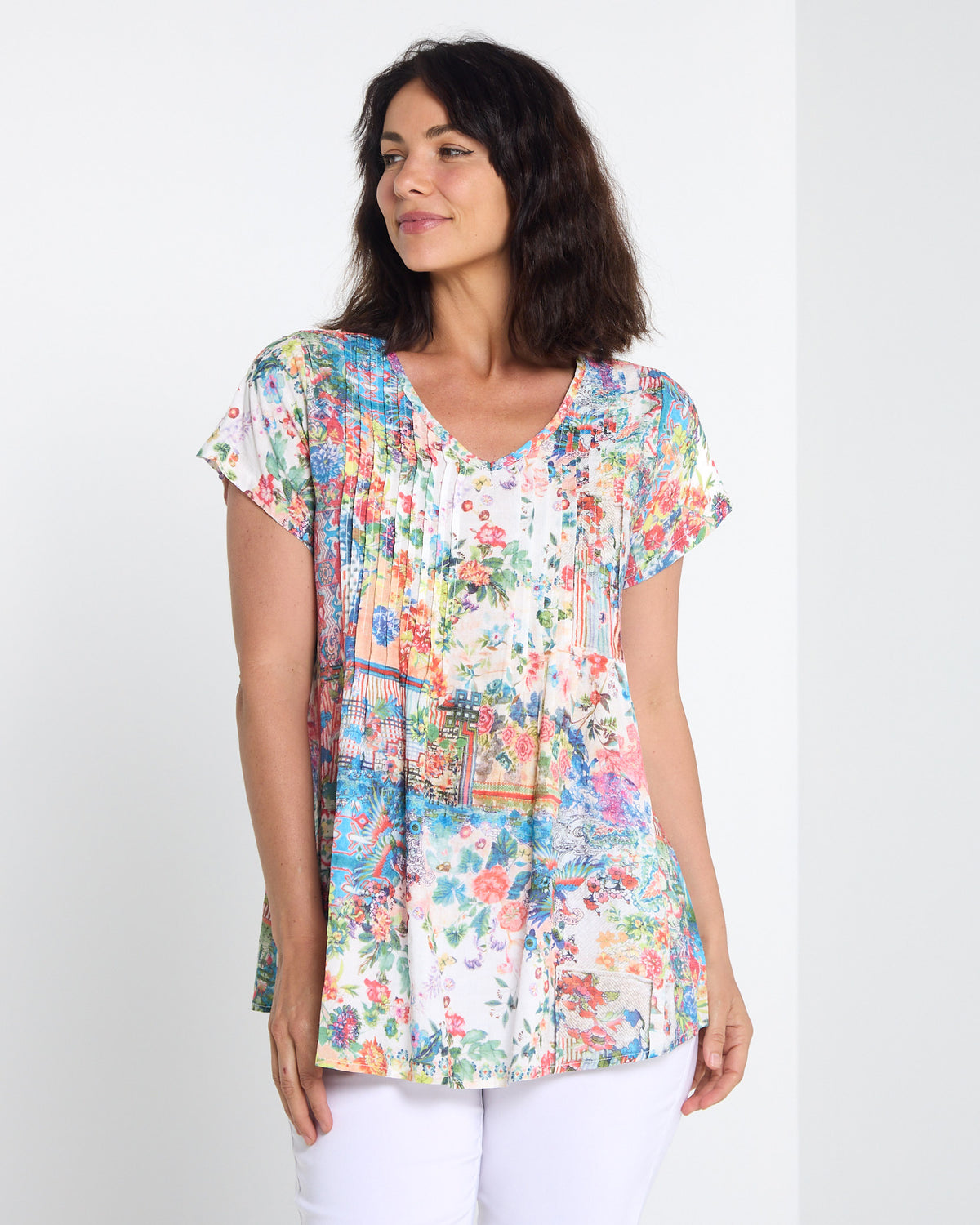 Carmody Cotton Pintuck Top - Vintage Floral