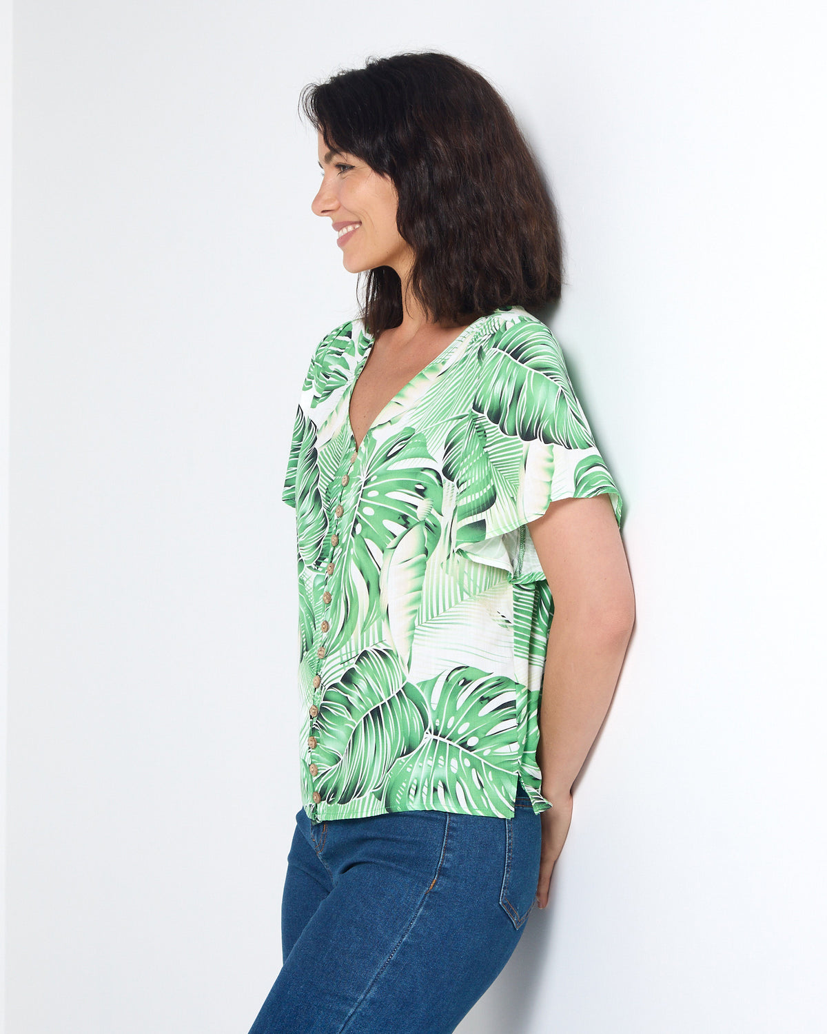 Palm Springs Top - Green Hibiscus