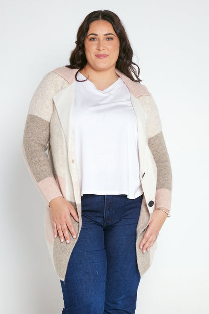 Elara Knit Jacket - Pink/Cream