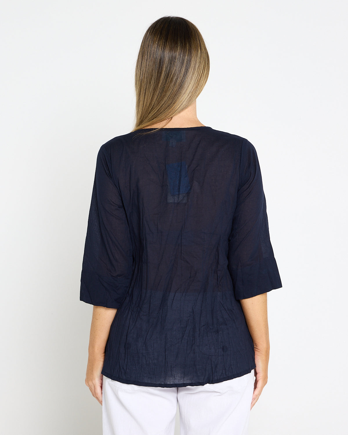 Evie Pleated Top - Navy