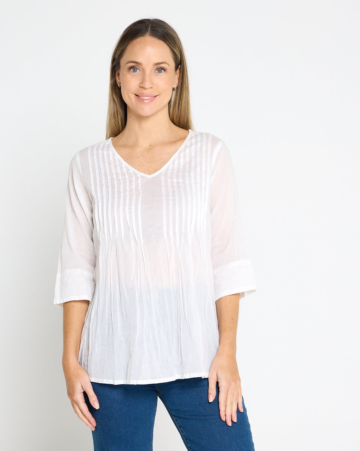 Evie Pleated Top - White