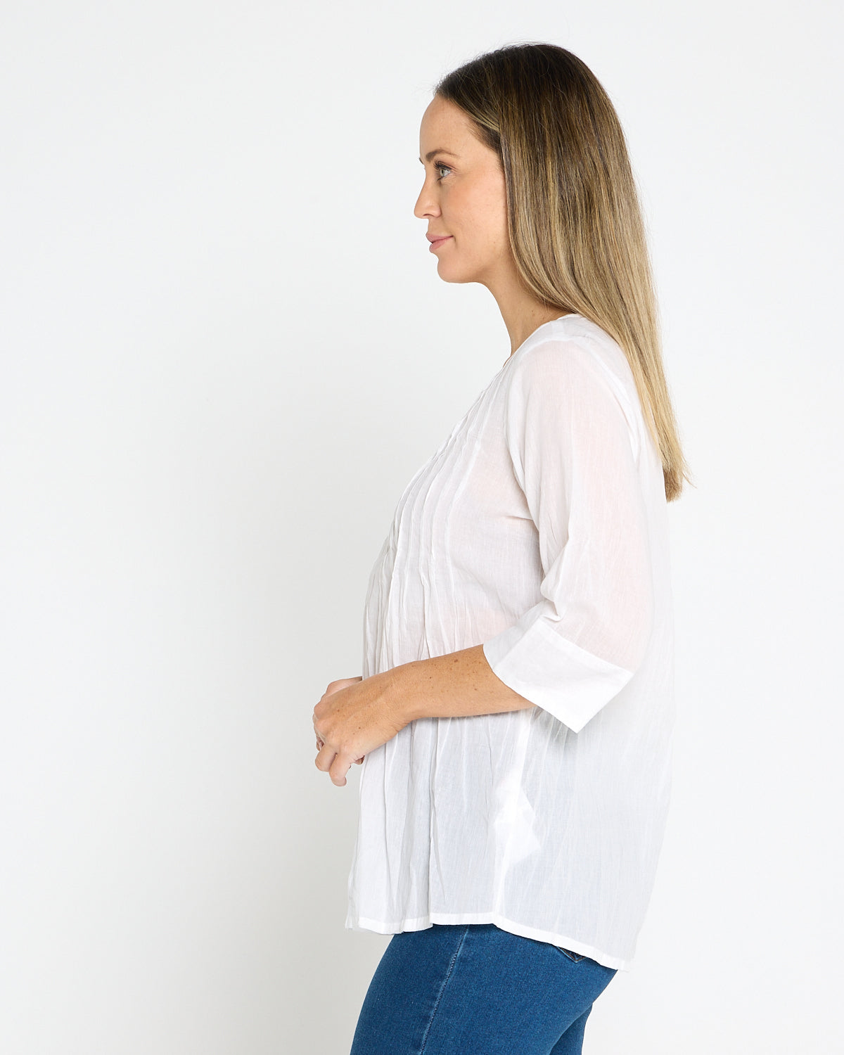 Evie Pleated Top - White