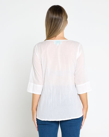 Evie Pleated Top - White