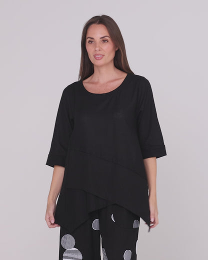 Esther Linen Top - Black