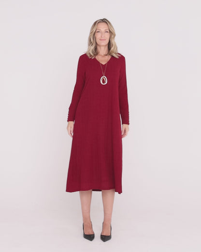 Lucia Dress - Burgundy Marle