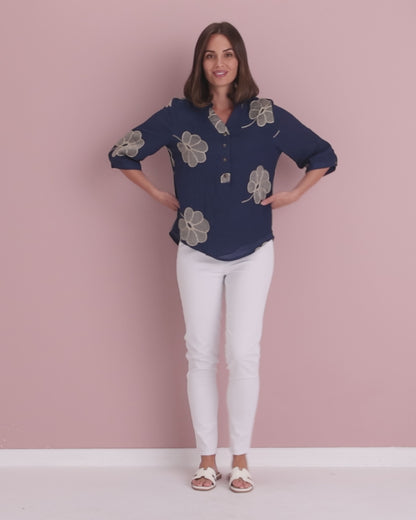 Marli Top - Indigo Petal