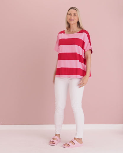 Jardin Stripe T-Shirt - Garnet