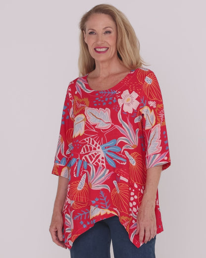 Esther Linen Top - Scarlet Botanica