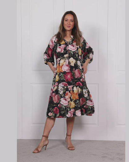 Kennedy Dress - Black Floral