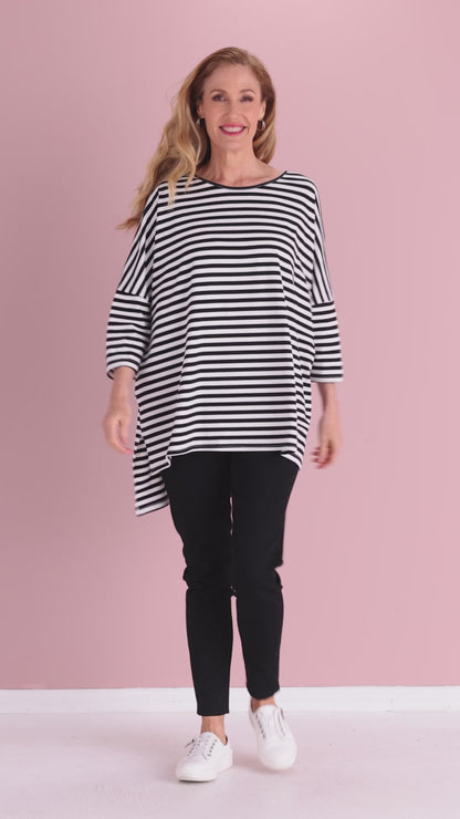 Lulah Top - Black/White Stripe