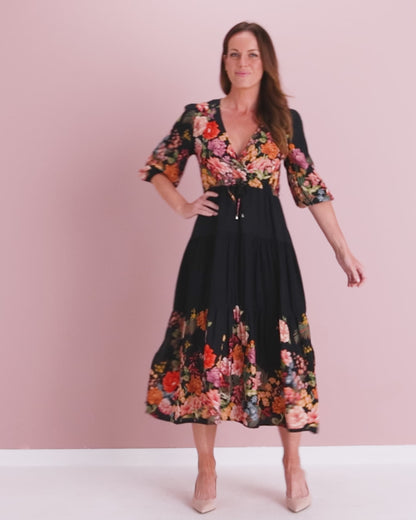 Layana Dress - Black Bouquet