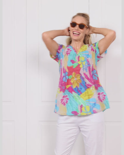 Kayla Top - Tropical Flowers