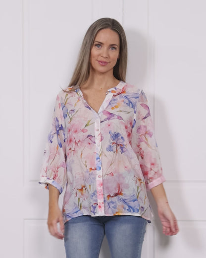 Delilah Blouse - Blossom Watercolour