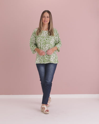 Summer Ease Essential Top - Green Hawaii