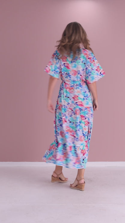 Quinn Maxi Dress - Blue/Rose Floral