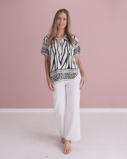 Zimbabwe Border Shirt - Navy