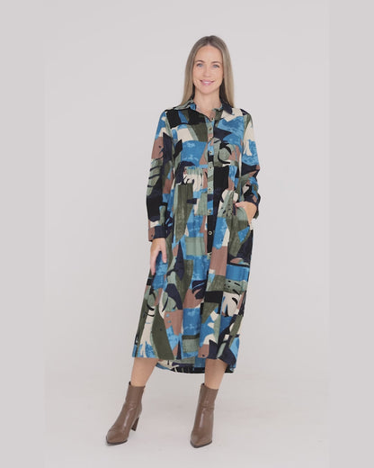 Panama Corduroy Dress - Blue